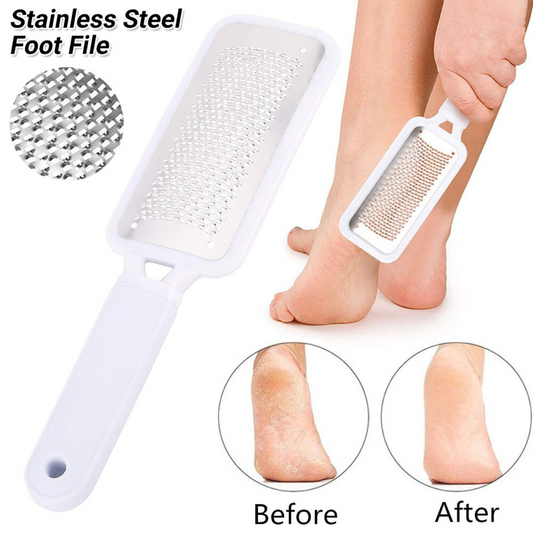 White Foot Rasp File Callus Remover Stainless Steel Hard Dead Skin Scrubber