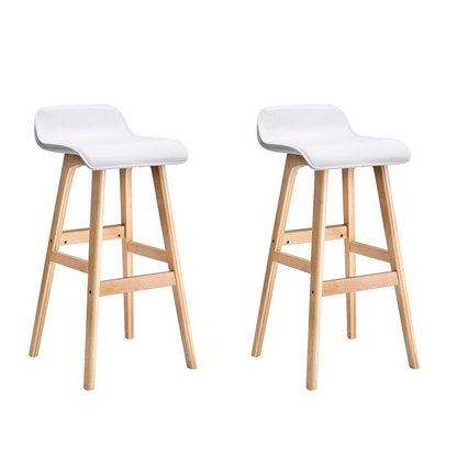 Wooden Bar Stool Chairs Kitchen Leather White Artiss 2 X Bentwood Bar Stools