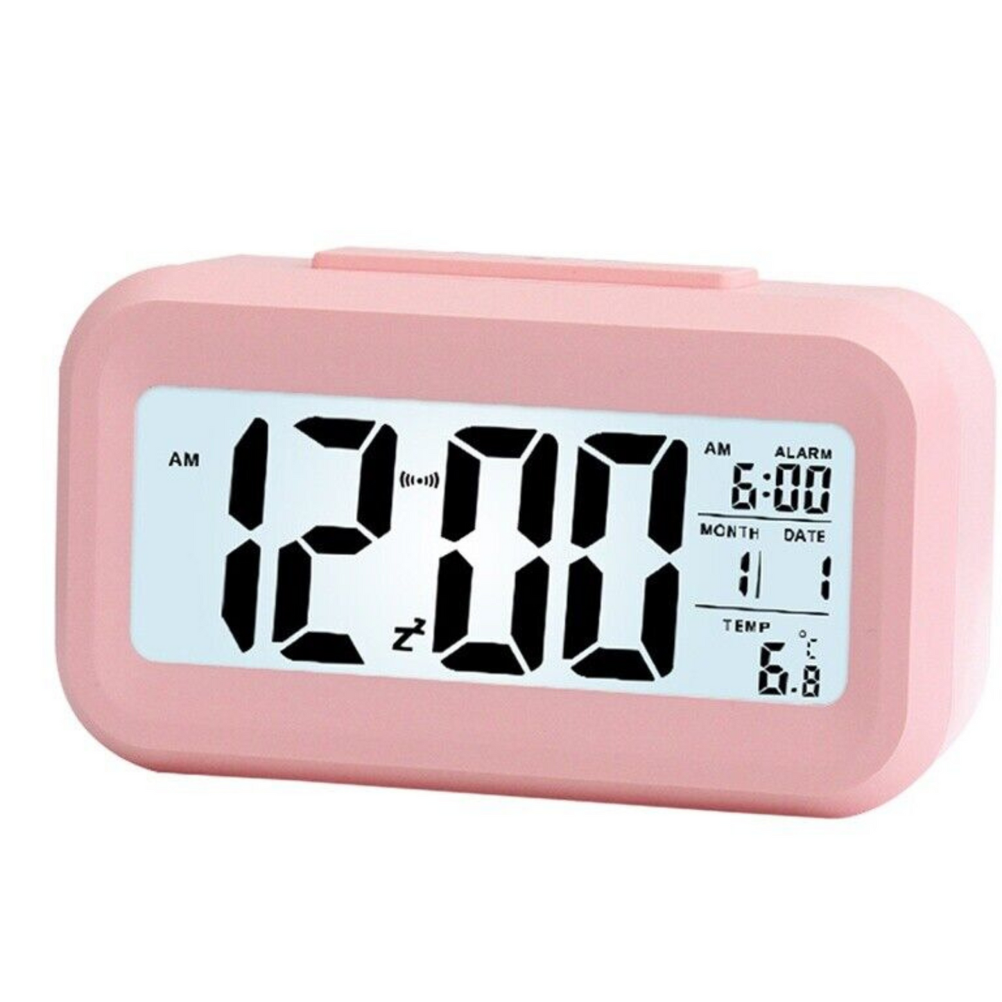 Alarm Clock Time Temperature Digital Bedside LED Snooze Day/Night Desktop Clock