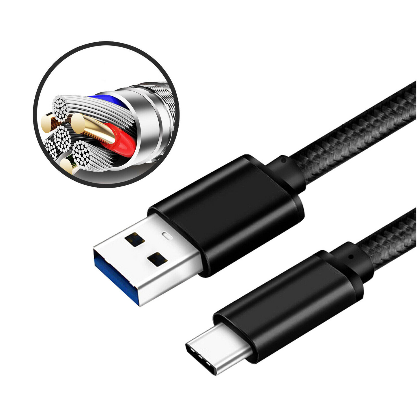 USB-C 3.1 Type-C Data 2M Charge Cable For Samsung S23 S24 Ultra S22 S21 S20 S19