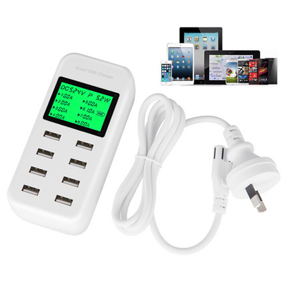 8 Port USB Hub AC Power Adapter Multi Dock Charging Station 40W Phone Charger