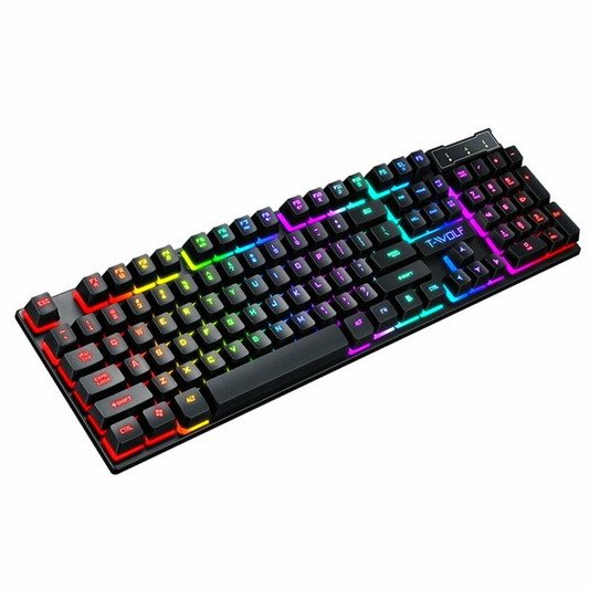 104 Keys Keyboard RGB LED Backlit Wired USB Mechanical Gaming For Windows PC
