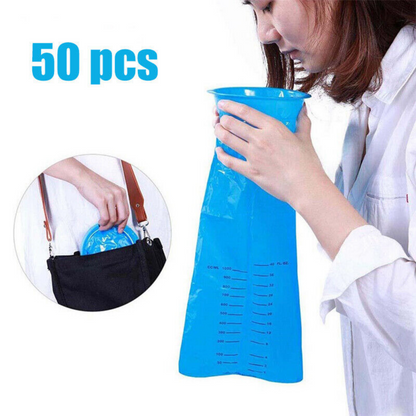 1 Litre Infection Control Secure Tie 50 Sick Bags Vomit Bags Emesis Calibrated