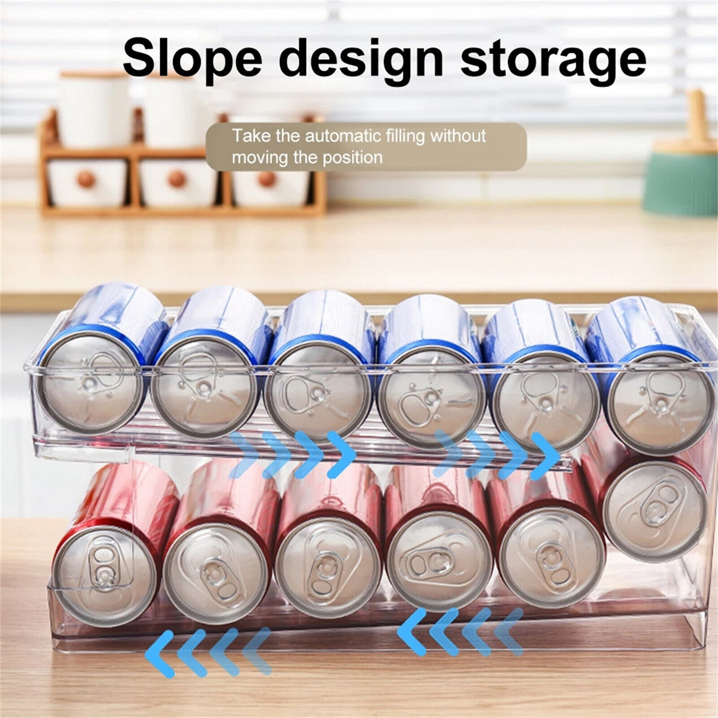 Can Organizer Rack 2x 2 Tiers Stackable Beverage Holder For Refrigerator Kitchen