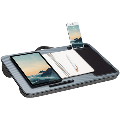 Laptop Lap Desk with Mouse Pad and Phone Holder Silver Carbon Home Office