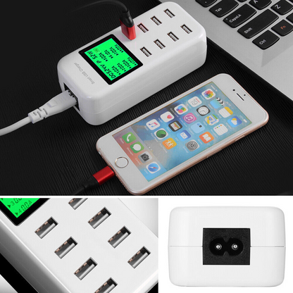 8 Port USB Hub AC Power Adapter Multi Dock Charging Station 40W Phone Charger