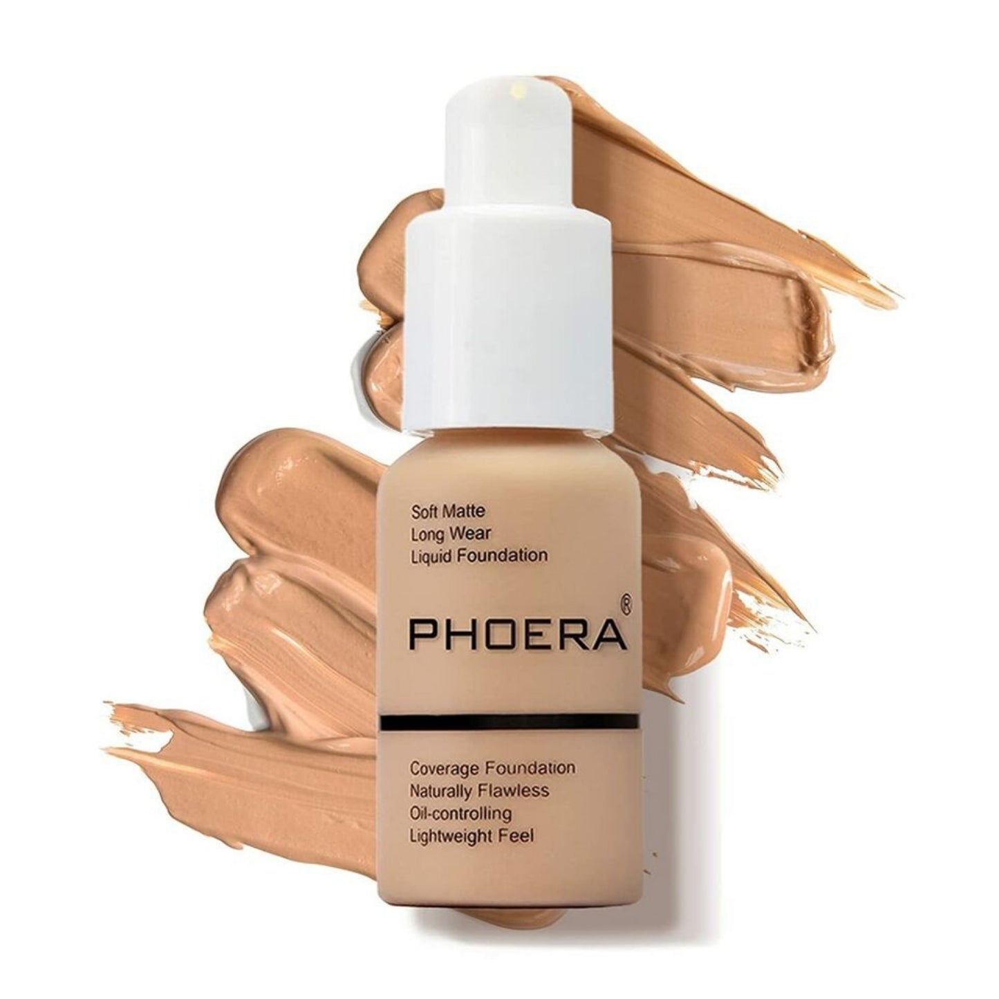 PHOERA Soft Matte Full Coverage Liquid Foundation Concealer Makeup Buff Beige