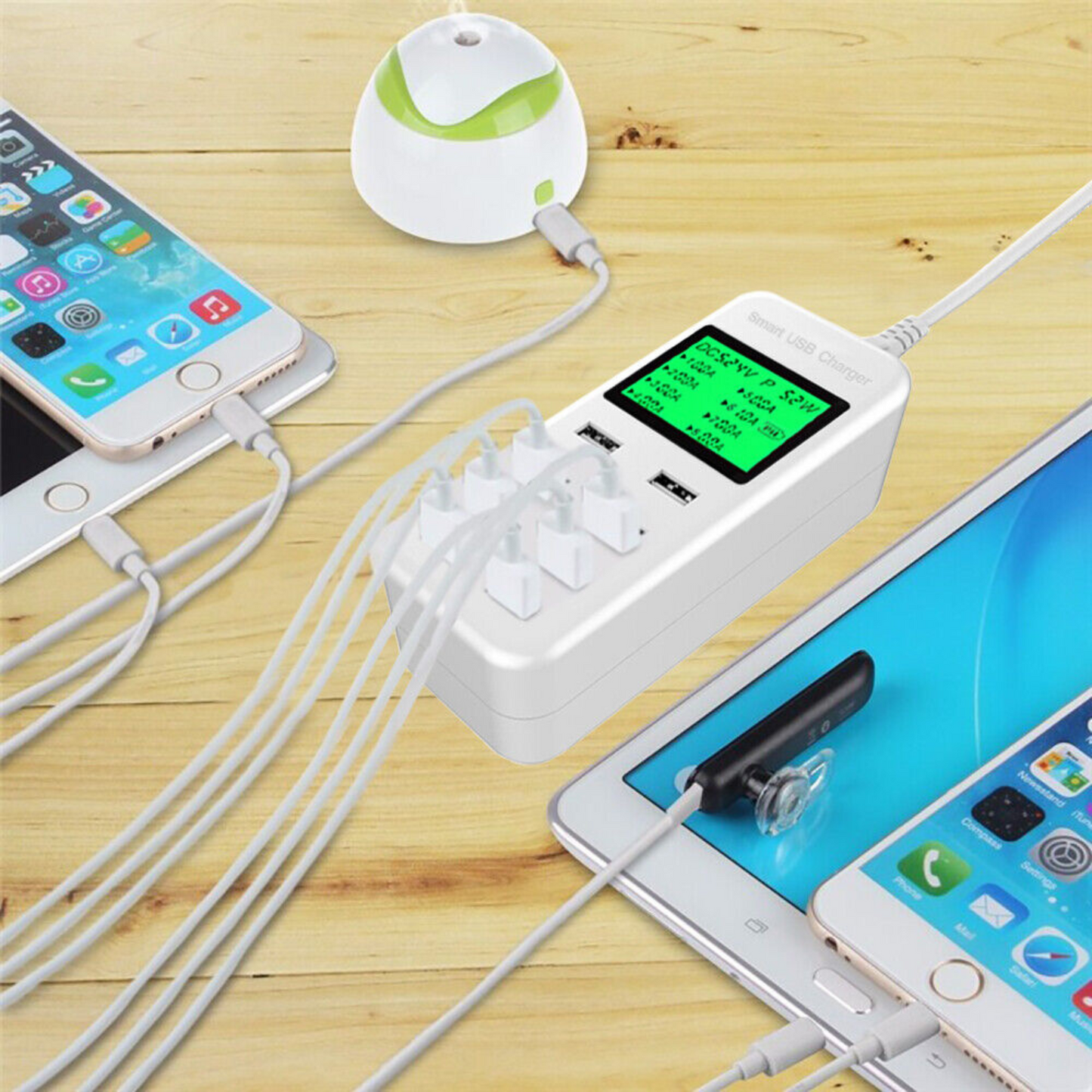 8 Port USB Hub AC Power Adapter Multi Dock Charging Station 40W Phone Charger