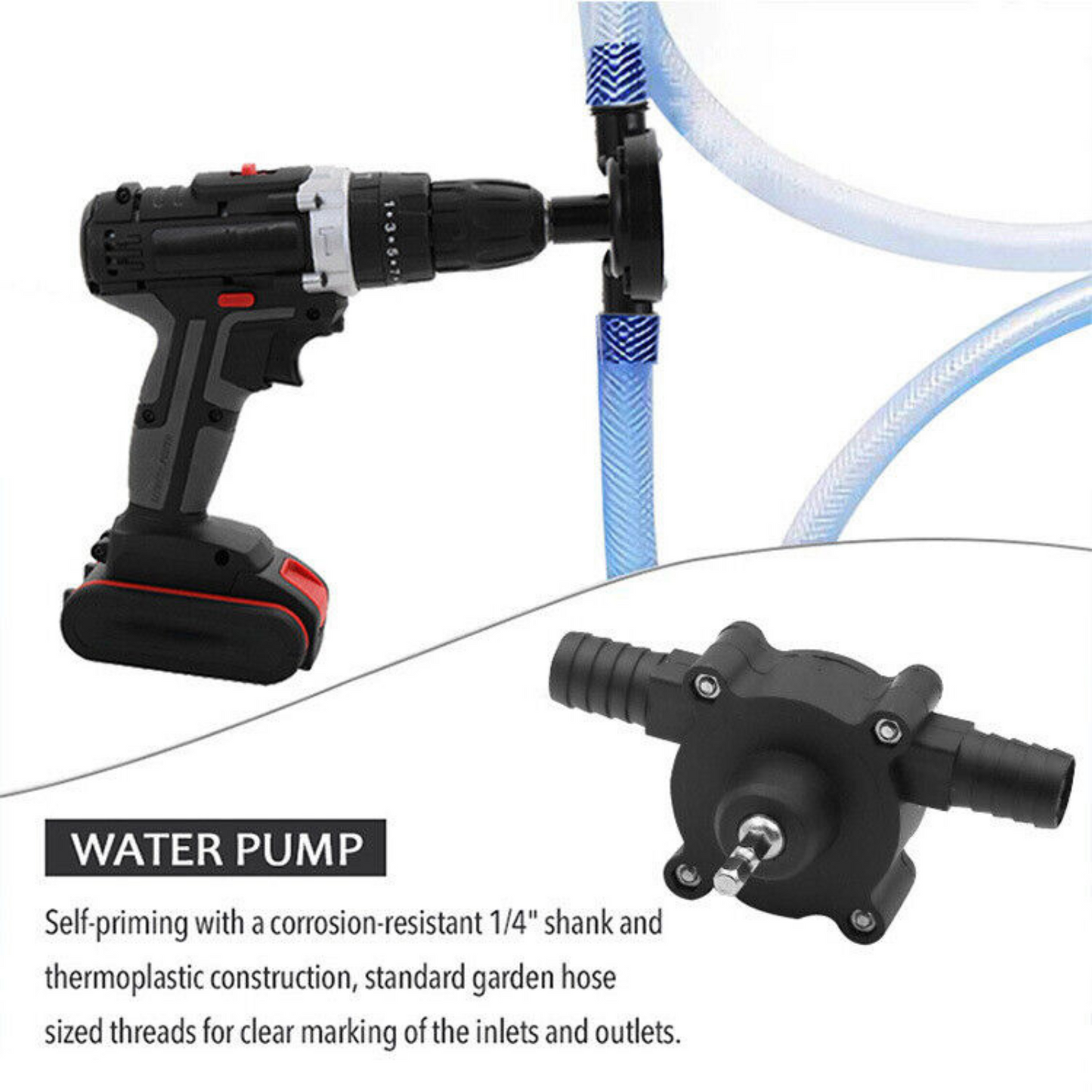 Self Priming Pump Hand Electric Drill Drive Water Oil Transfer Small Pumps Home