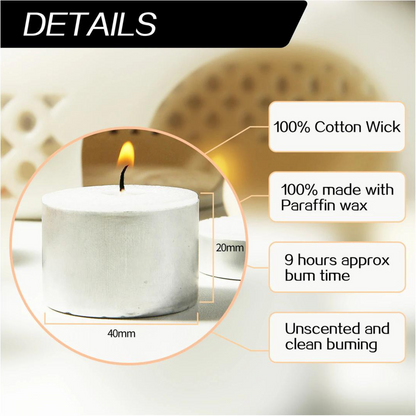 9 hours Tealight 100Pack Candles Tea Light Candle Home Party Wedding
