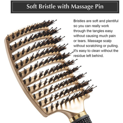 Head Scalp Massage Comb Detangle Nylon Boar Bristle Brush Smooth Hair