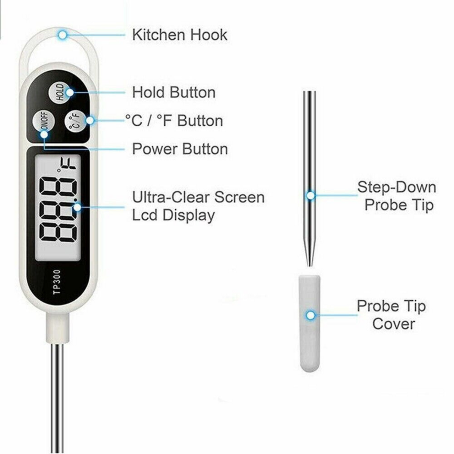 Meat Food Probe Temperature Thermometer Digital Kitchen Cooking Oven Stab Baking