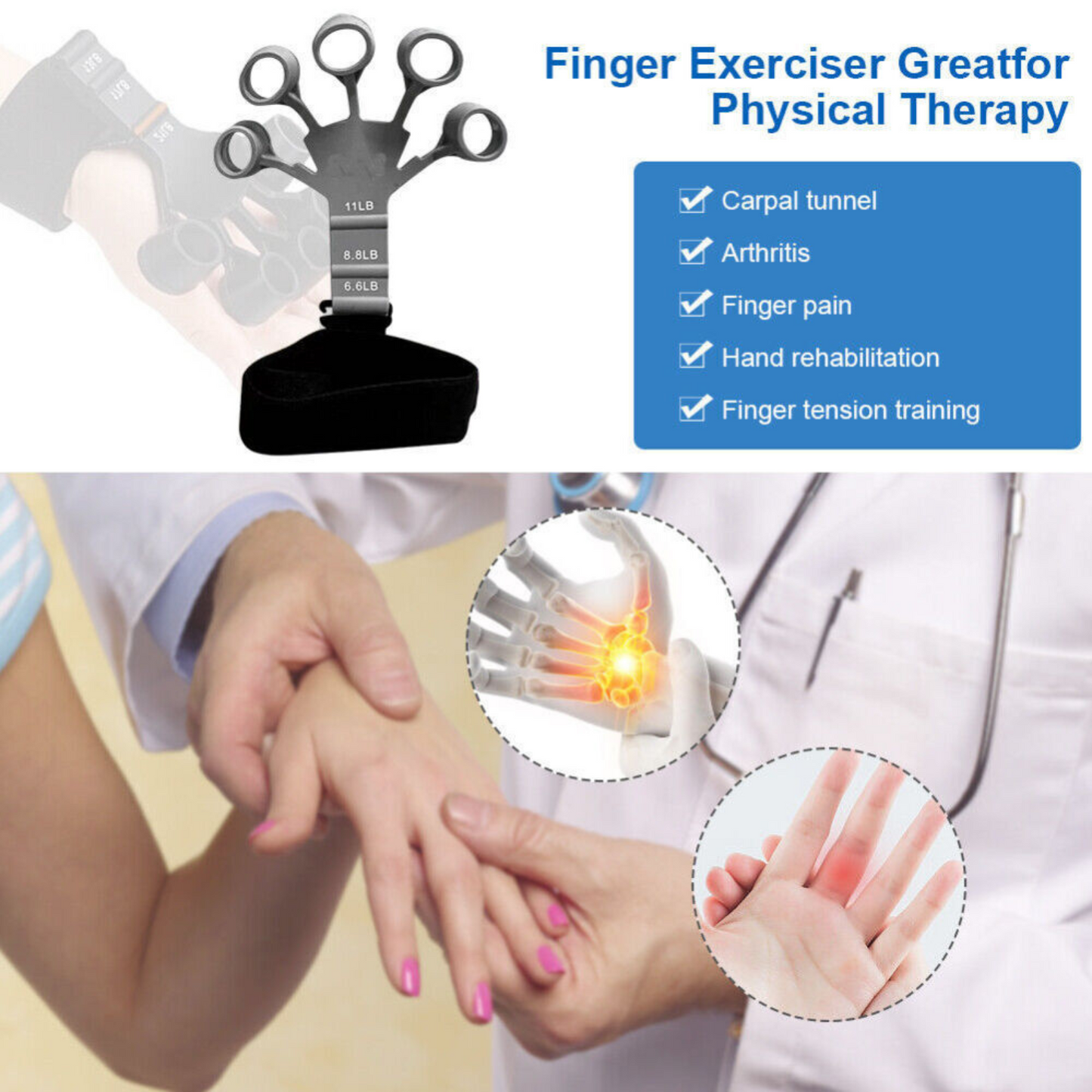 Forearm Trainer Hand Grip Strengthener Finger Exerciser Strength Gripper Therapy