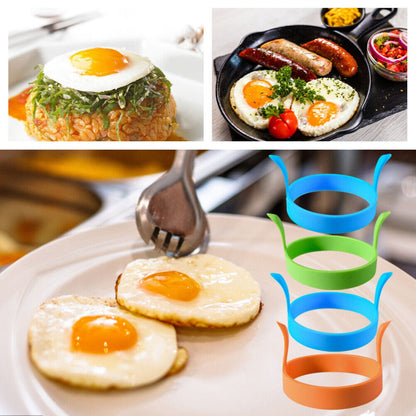 4pcs Non Stick Kitchen Tools Silicone Egg Rings Baking Pancake Handles