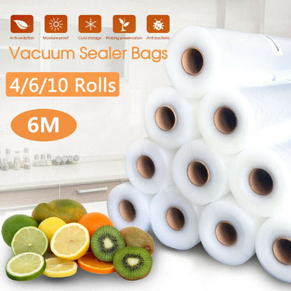 Vacuum Food Sealer Bags Seal Storage Saver Heat Grade 6mx28cm 10 Rolls