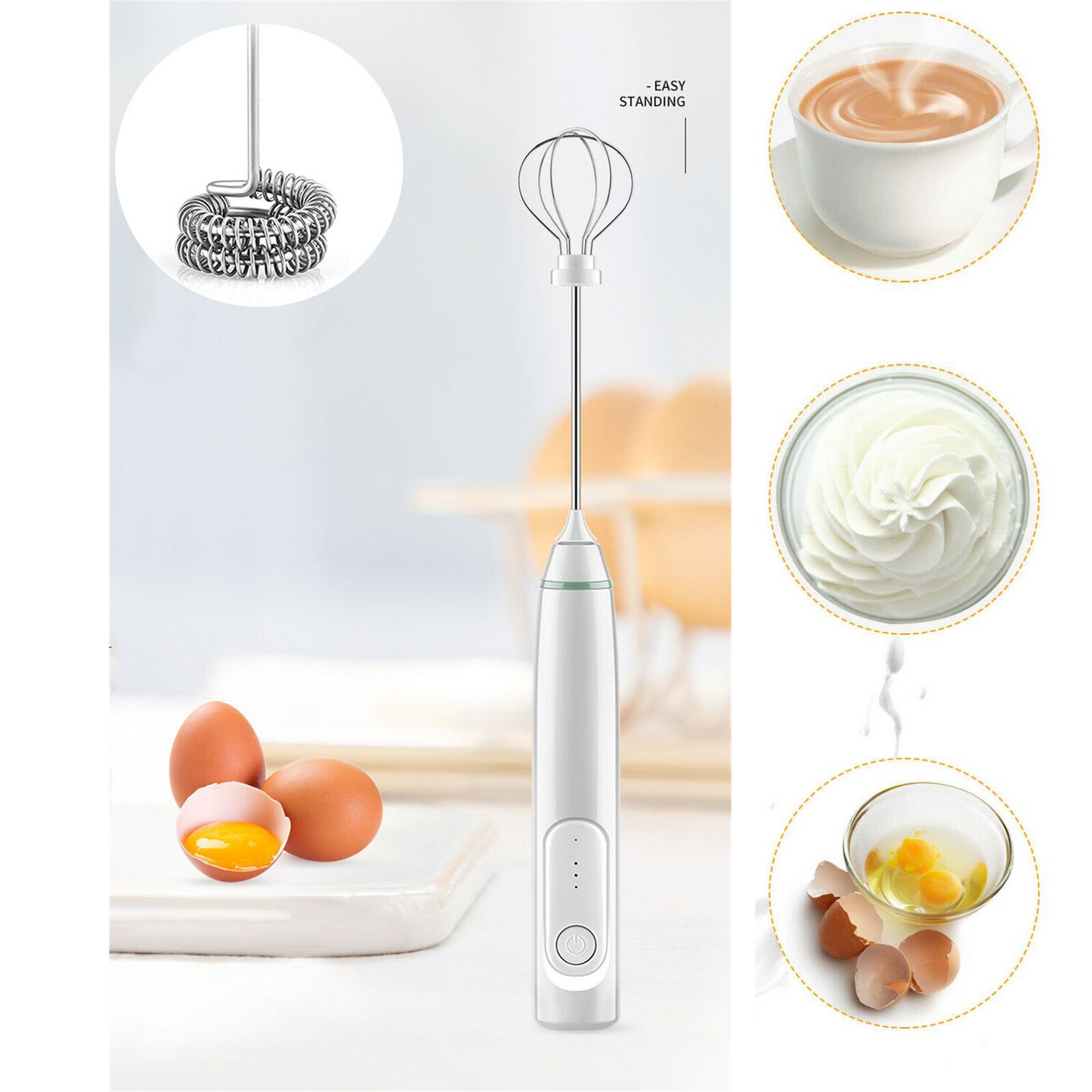 Coffee Milk Frother Electric Egg Beater USB Rechargeable Foamer Mixer Tool