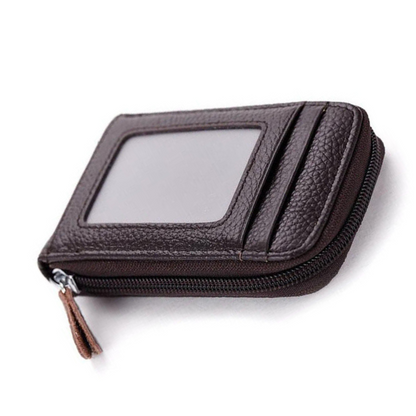 Anti-theft Credit Card Holder RFID Blocking Leather Wallet Coin Purse Coffee