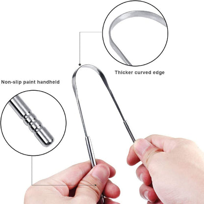 Stainless Steel Tongue Scraper Cleaner Mouth Oral Hygiene Dental Care Kit