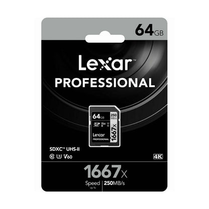 Lexar Professional 64GB SDXC 250MB/s SD Camera Memory TF Card 4K Video DSLR