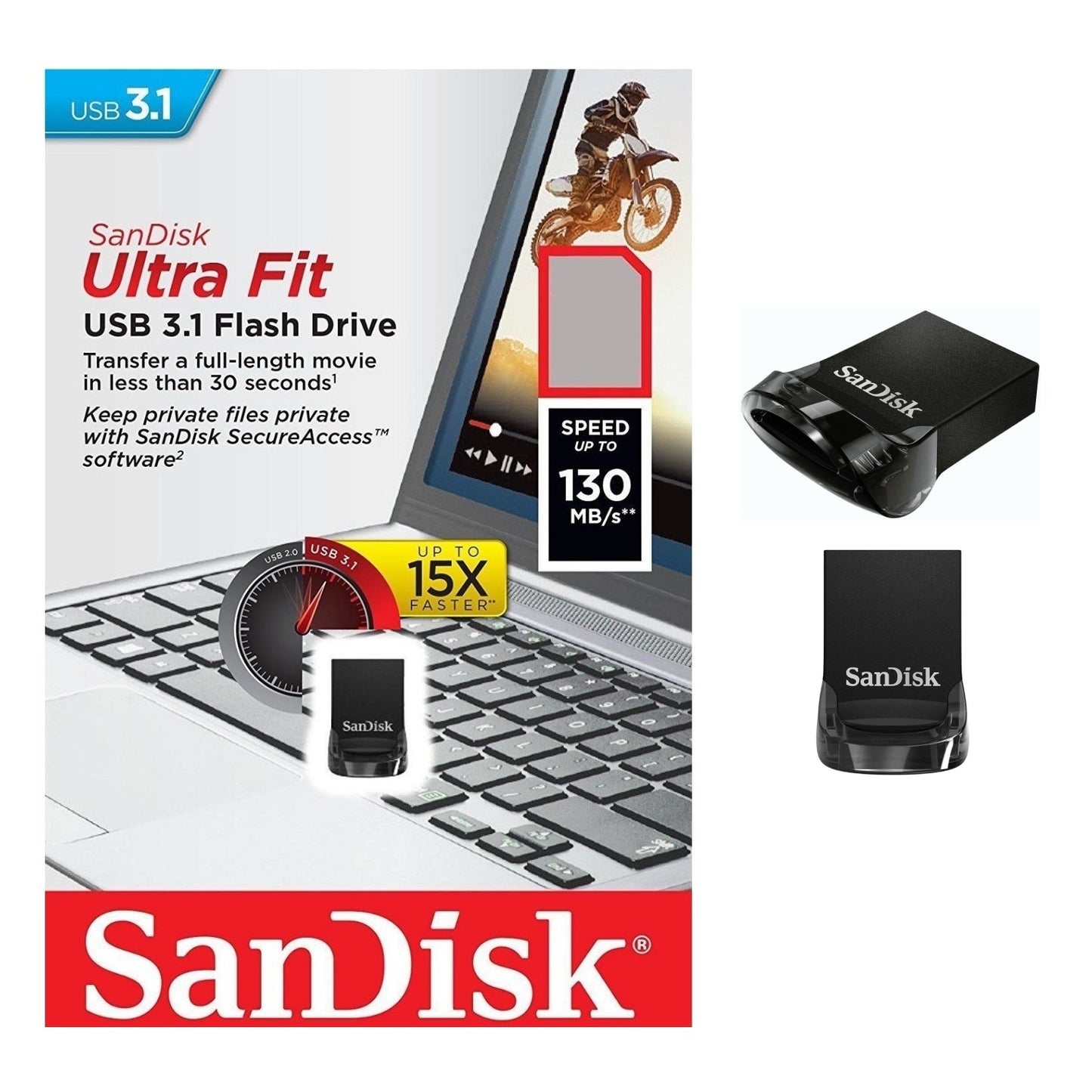 Sandisk Ultra Fit 32GB 64GB 128GB 256GB 512GB USB 3.1 Flash Drive Memory Pen