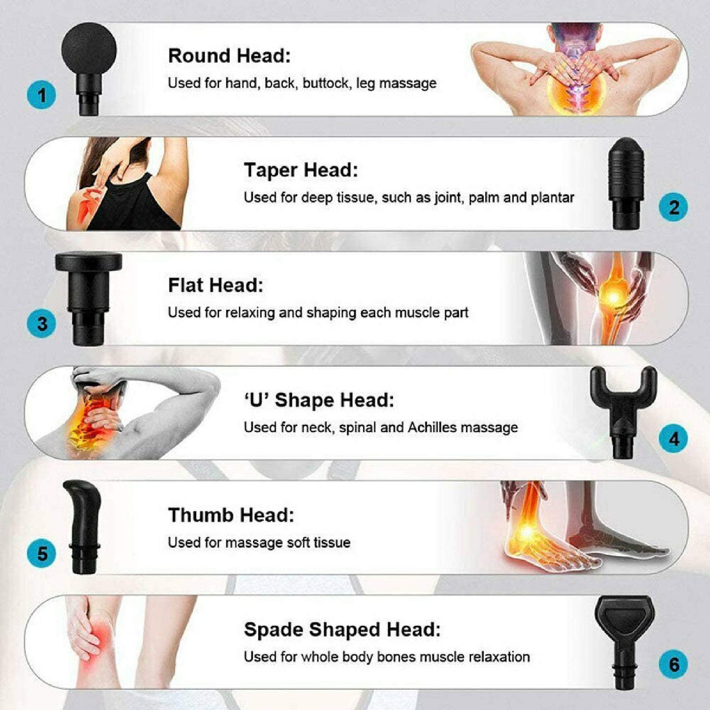 6 Heads LCD Powerful Massage Gun Percussion Vibration Muscle Therapy Deep Tissue