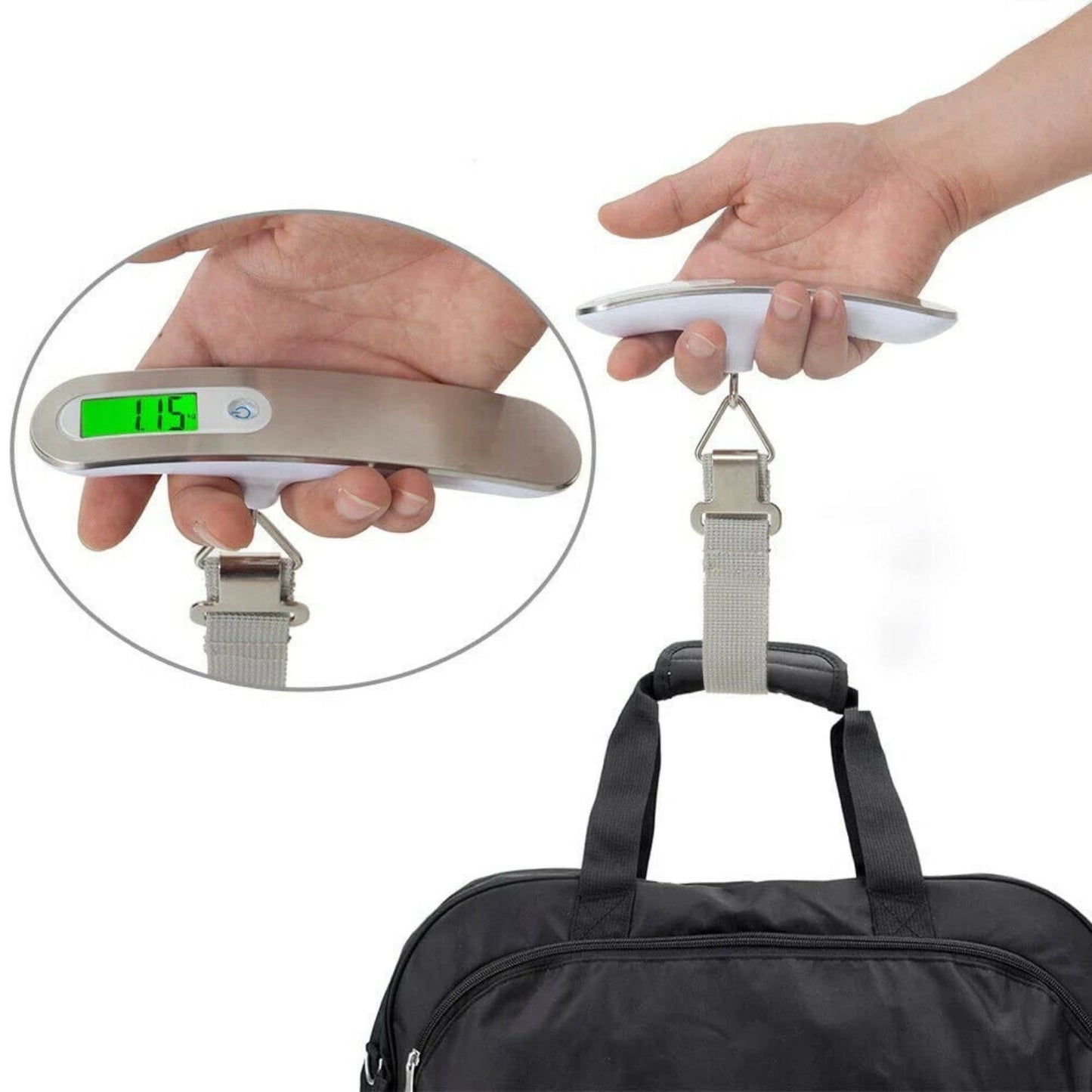 Portable Electronic Digital Luggage Scale Measures 50 KG Weight Travel Weighing