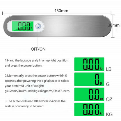 Portable Electronic Digital Luggage Scale Measures 50 KG Weight Travel Weighing