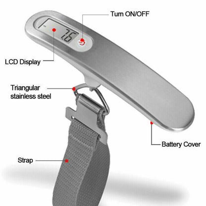 Portable Electronic Digital Luggage Scale Measures 50 KG Weight Travel Weighing