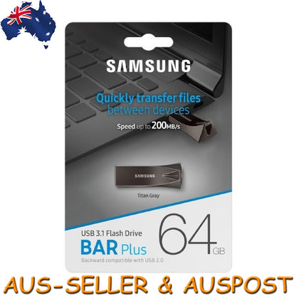Samsung Bar Plus 64GB USB 3.1 Flash Drive 200MB/S Memory Stick Pen Drive Laptop