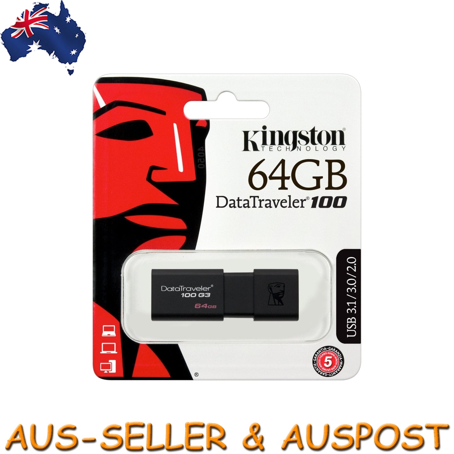 Kingston Data Traveler 100 64GB USB 3.0/2.0 Flash Drive Memory Stick Pen PC MAC
