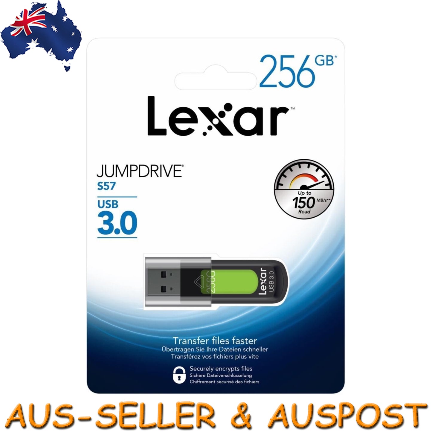 Lexar JumpDrive S57 256GB USB 3.0 Flash Drive 150MB/S Memory Stick Pen PC MAC