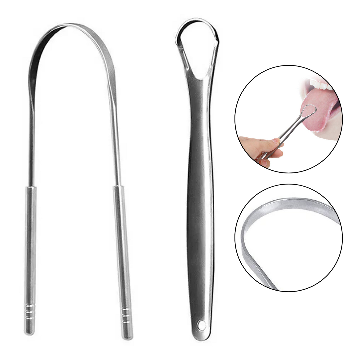 Stainless Steel Tongue Scraper Cleaner Mouth Oral Hygiene Dental Care Kit